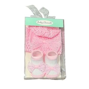 Baby Elements Pink Headband and Socks Gift Set Glitter Star Bows BE9508 NEW